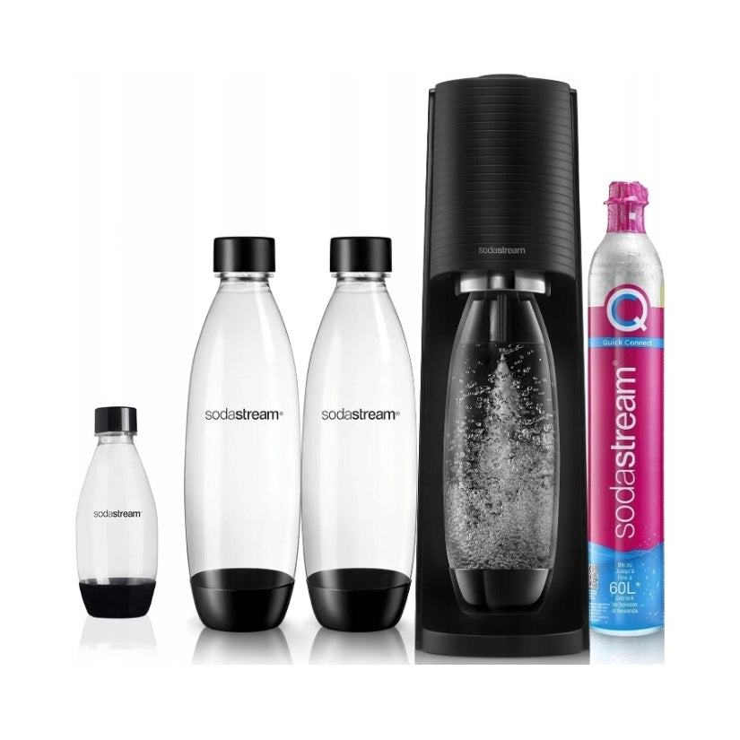 2X Saturator for sparkling water SodaStream Terra black + 3 bottles + gas