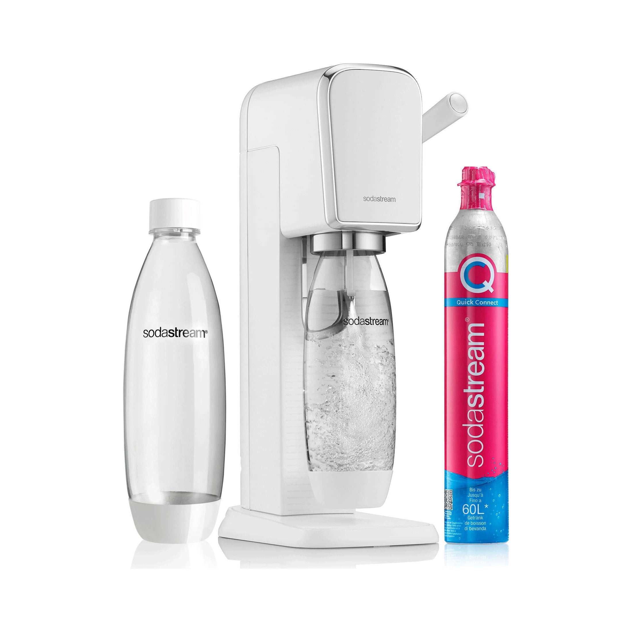 2X Saturator for water SodaStream Art white + bottle Fuse 1l + gas