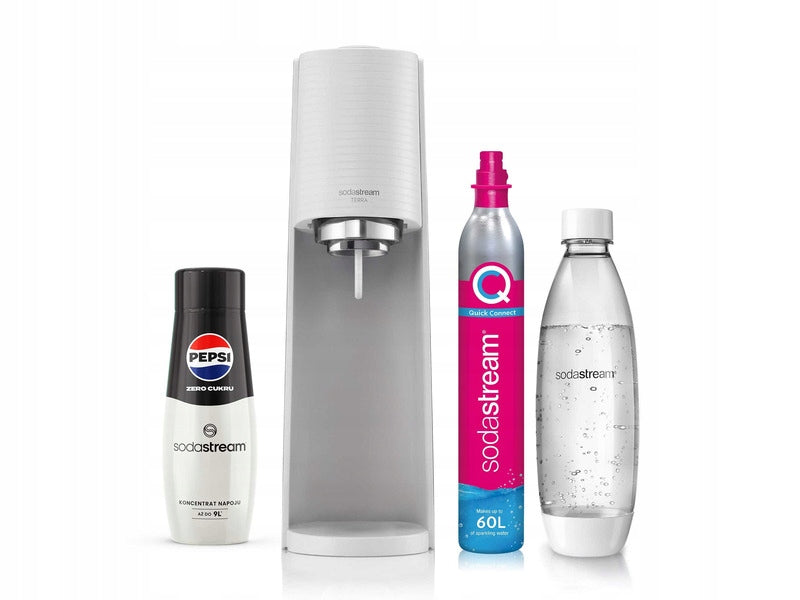 2X Set of SodaStream Saturator Terra White + Recipe Book+4x Chess