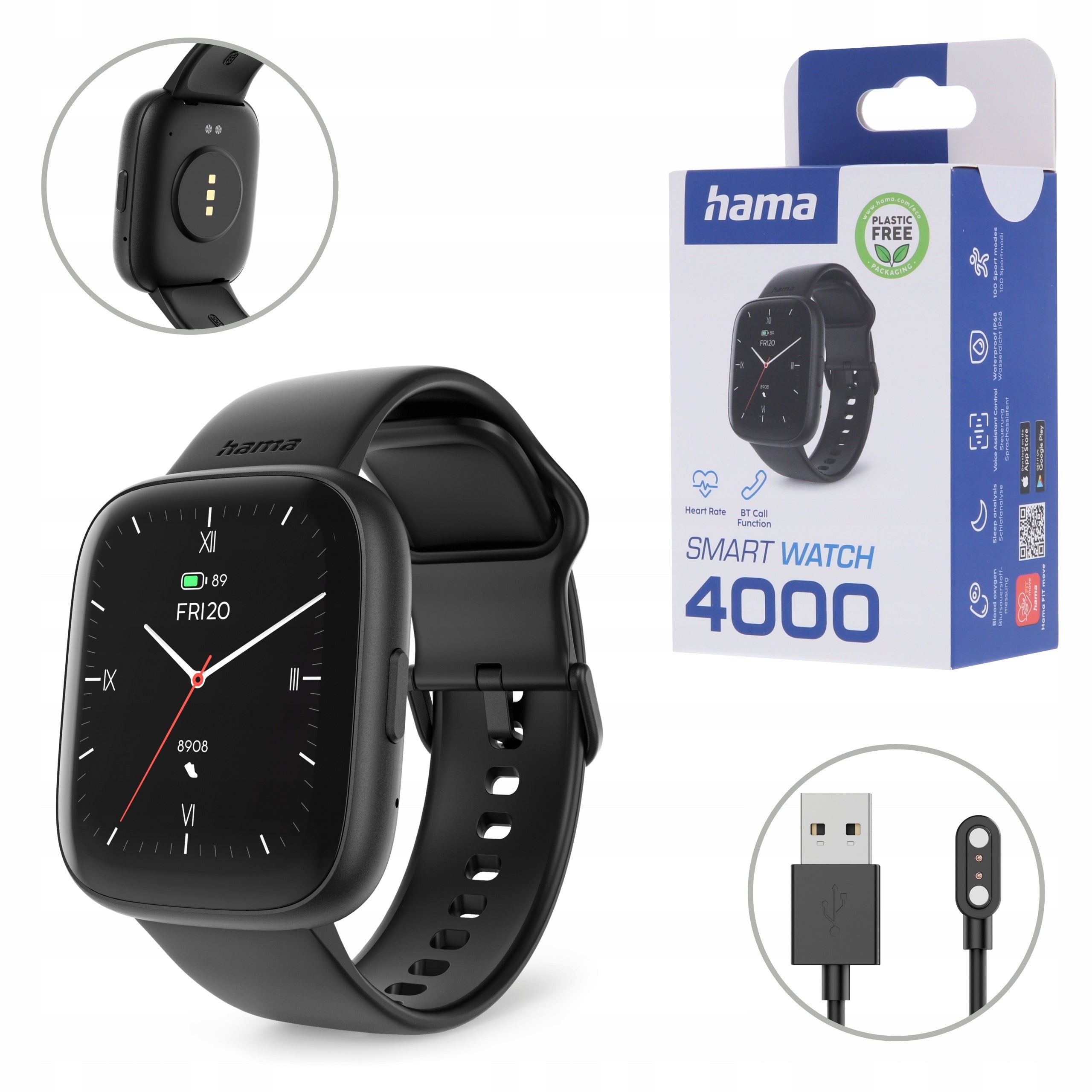 2X Smartwatch Hama 4000 black