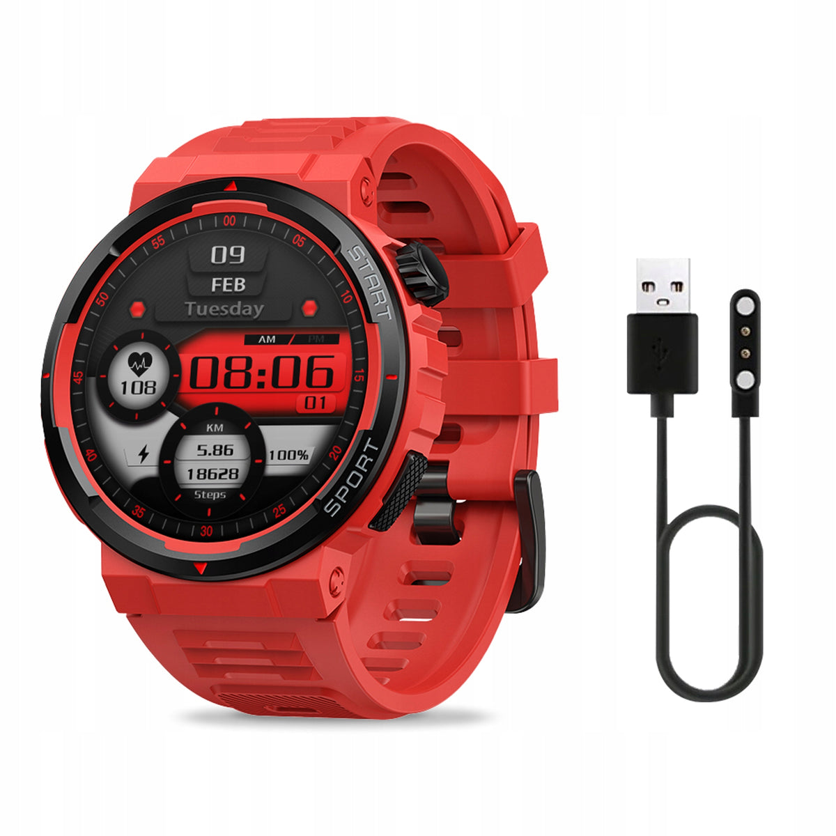 2X Smartwatch Watch Zeblaze Ares 3 Plus RED HD AMOLED DURABLE