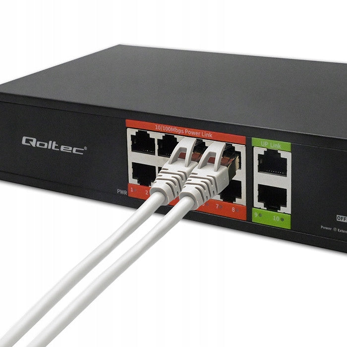2X Switch Unmanaged Qoltec Fast Ethernet PoE Network Switch Manufacturer Qoltec