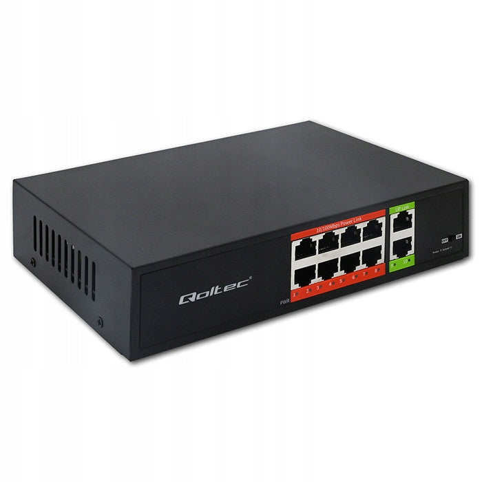 2X Switch Unmanaged Qoltec Fast Ethernet PoE Network Switch