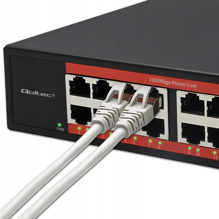 2X Switch Unmanaged Qoltec Gigabit Ethernet PoE Network Switch Manufacturer Qoltec