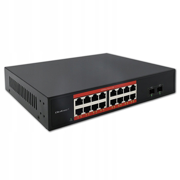2X Switch Unmanaged Qoltec Gigabit Ethernet PoE Network Switch