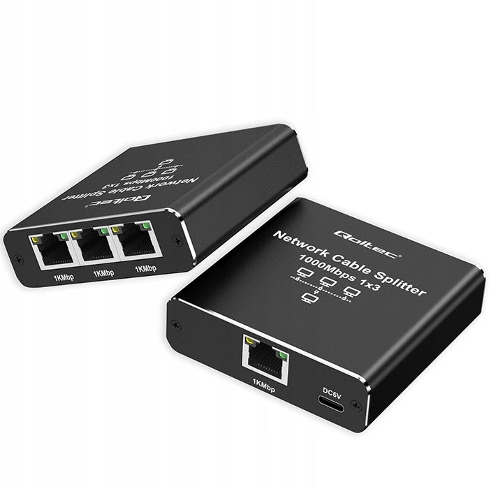 2X Switch unmanaged Qoltec mini splitter 1x3 RJ45 port