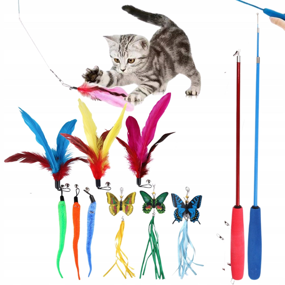 2X TELESCOPIC CAT FISHING ROD 9 INTERCHANGEABLE BUTTERFLY FEATHER VIPER TIPS