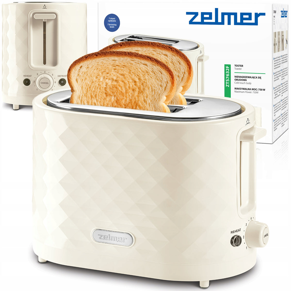 2X Toaster Zelmer ZTS7632F Frederick beige 750 W