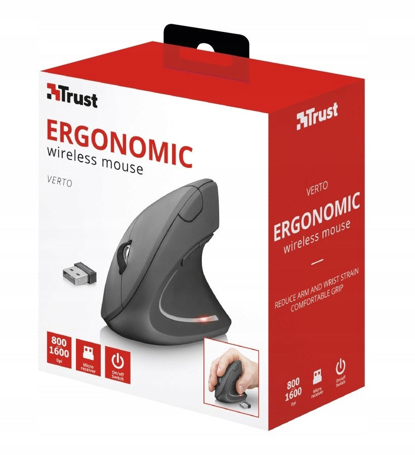 2X Trust 22879 Ergonomic Mouse Vertical Wireless Mouse Model Verto Ergonomic
