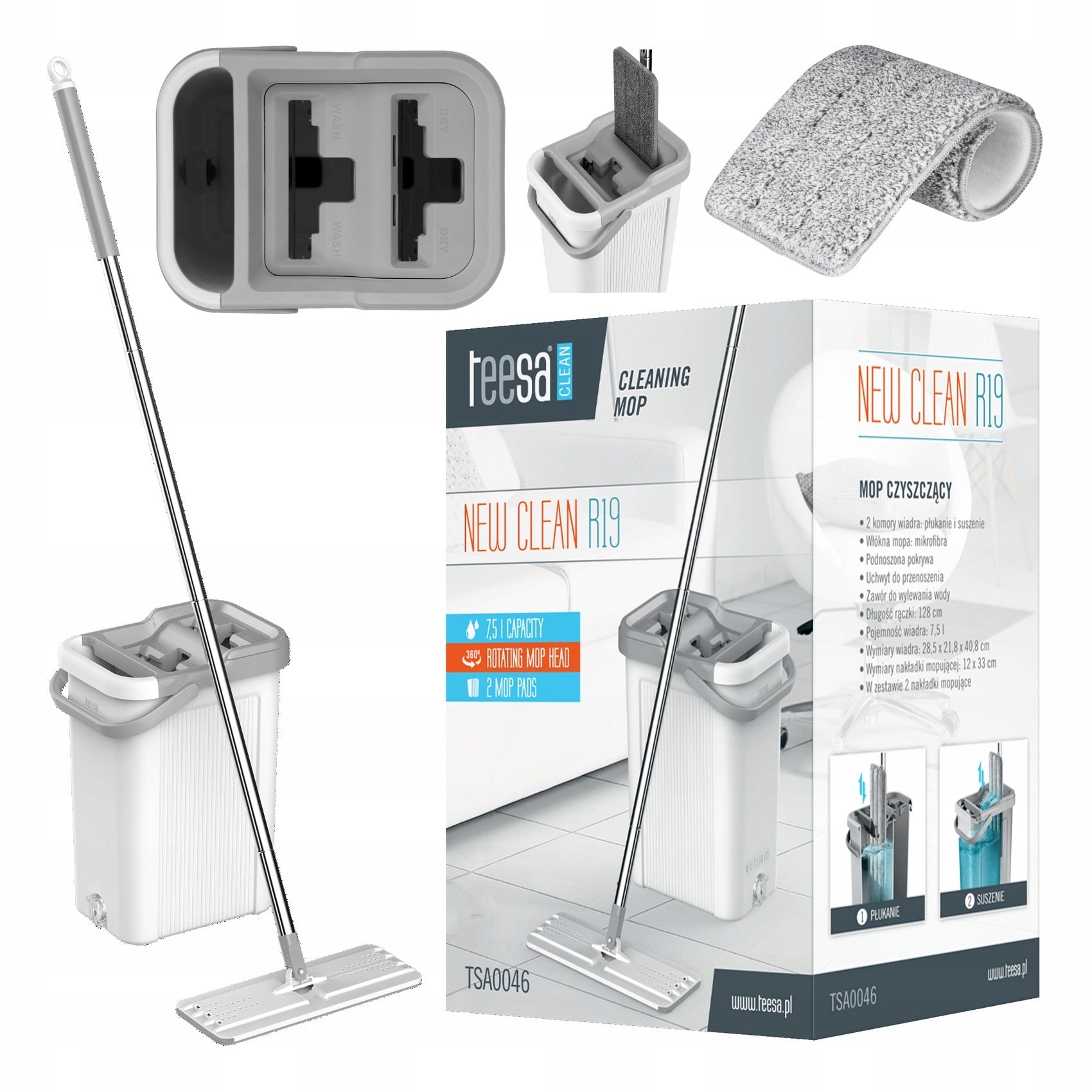 2X Two-chamber mop Teesa New Clean R19 7,5L Brand Teesa