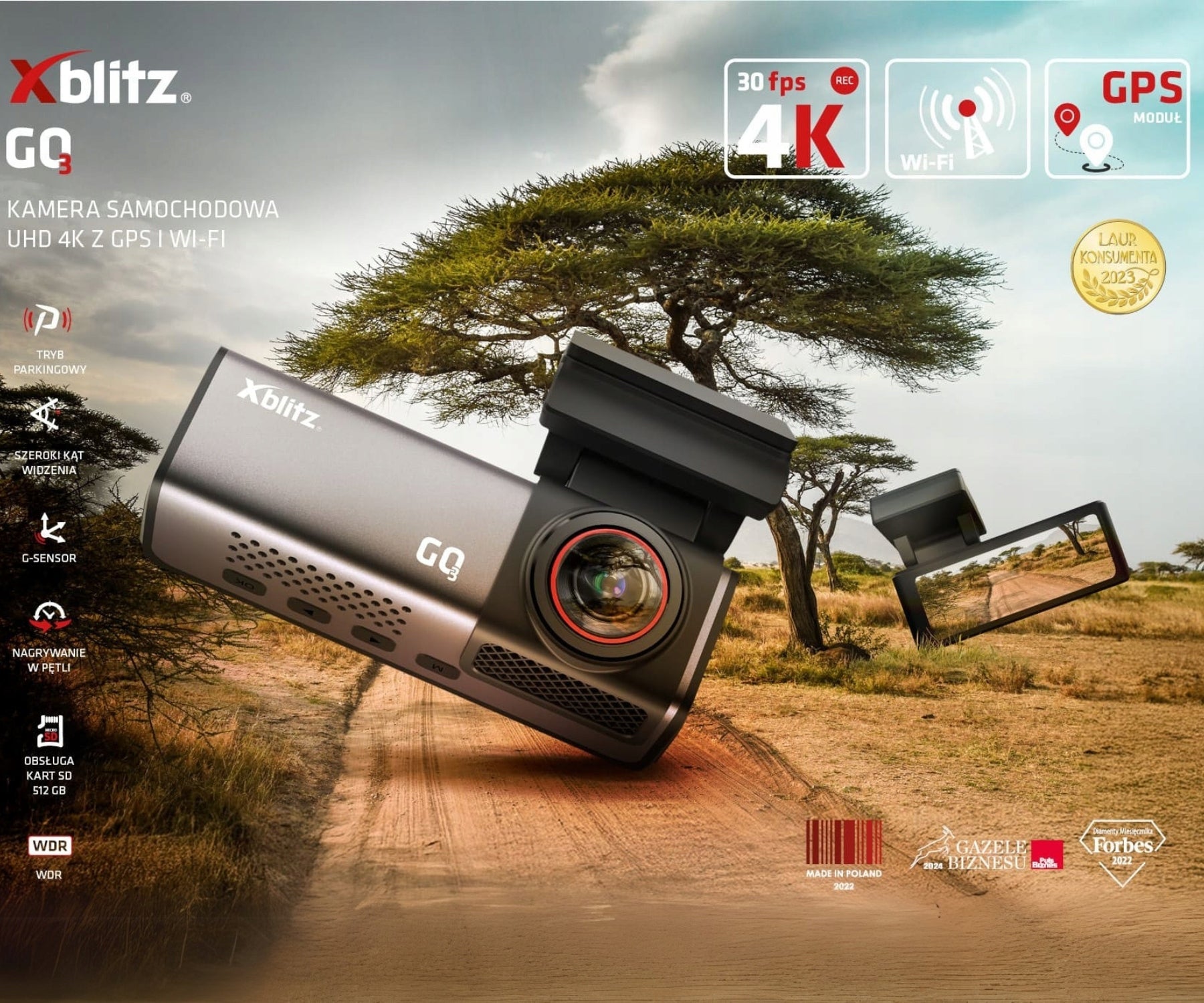 2X UHD 4K Car Camera With GPS and WIFI Xblitz GO3 Model XB-GO3
