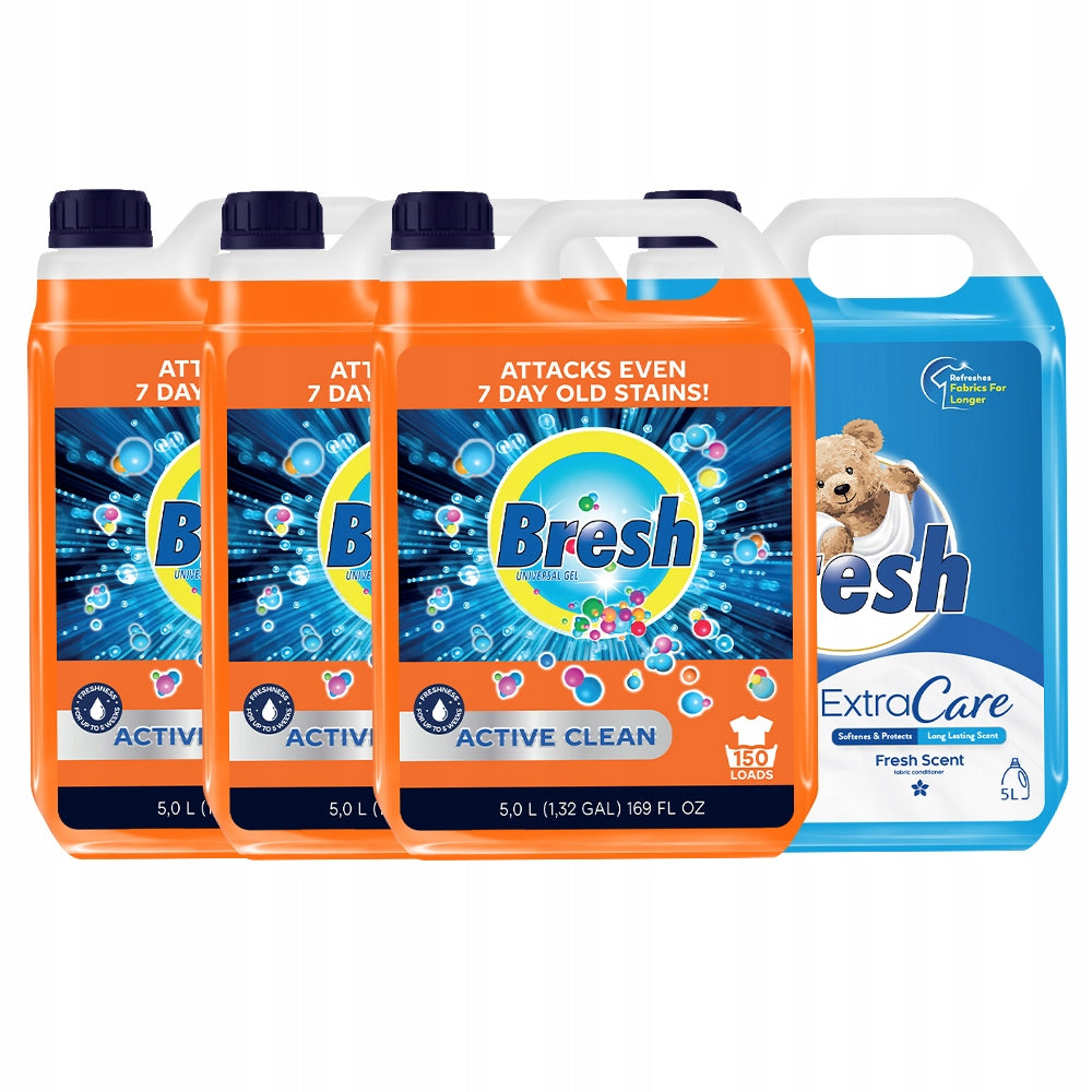 2X UNIVERSAL GEL WASHING LIQUID 15L + RINSING LIQUID 5L BRESH