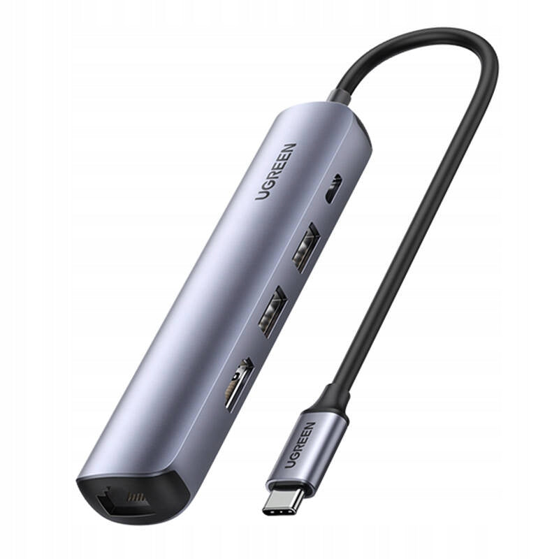 2X USB Hub UGREEN Revodok CM418 USB-C - 2xUSB HDMI 4K 30Hz RJ45 1Gbps, PD 1