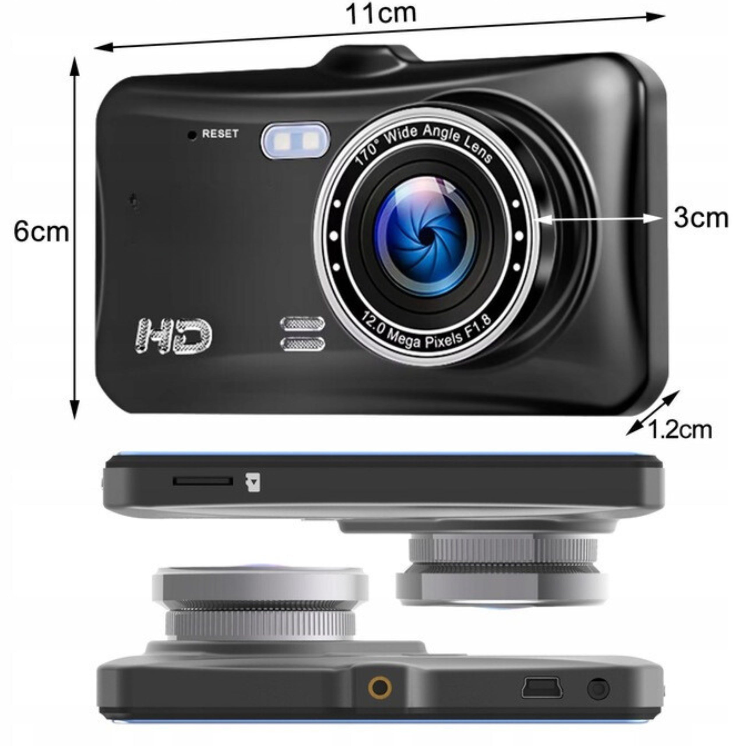 2X VIDEO DRIVING RECORDER REVERSING CAMERA POLISH MENU MONITOR FULLHD TOUCH Model Kamera FullHD Wideorejestrator PRZÓD TYŁ Dotykowy