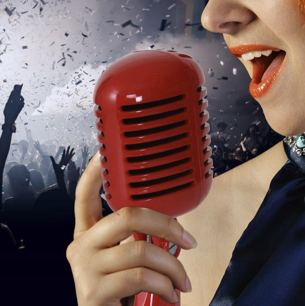 2X VOCAL MICROPHONE CLASSIC RETRO VINTAGE RED XLR DYNAMIC PYLE Manufacturer code PDMICR42R
