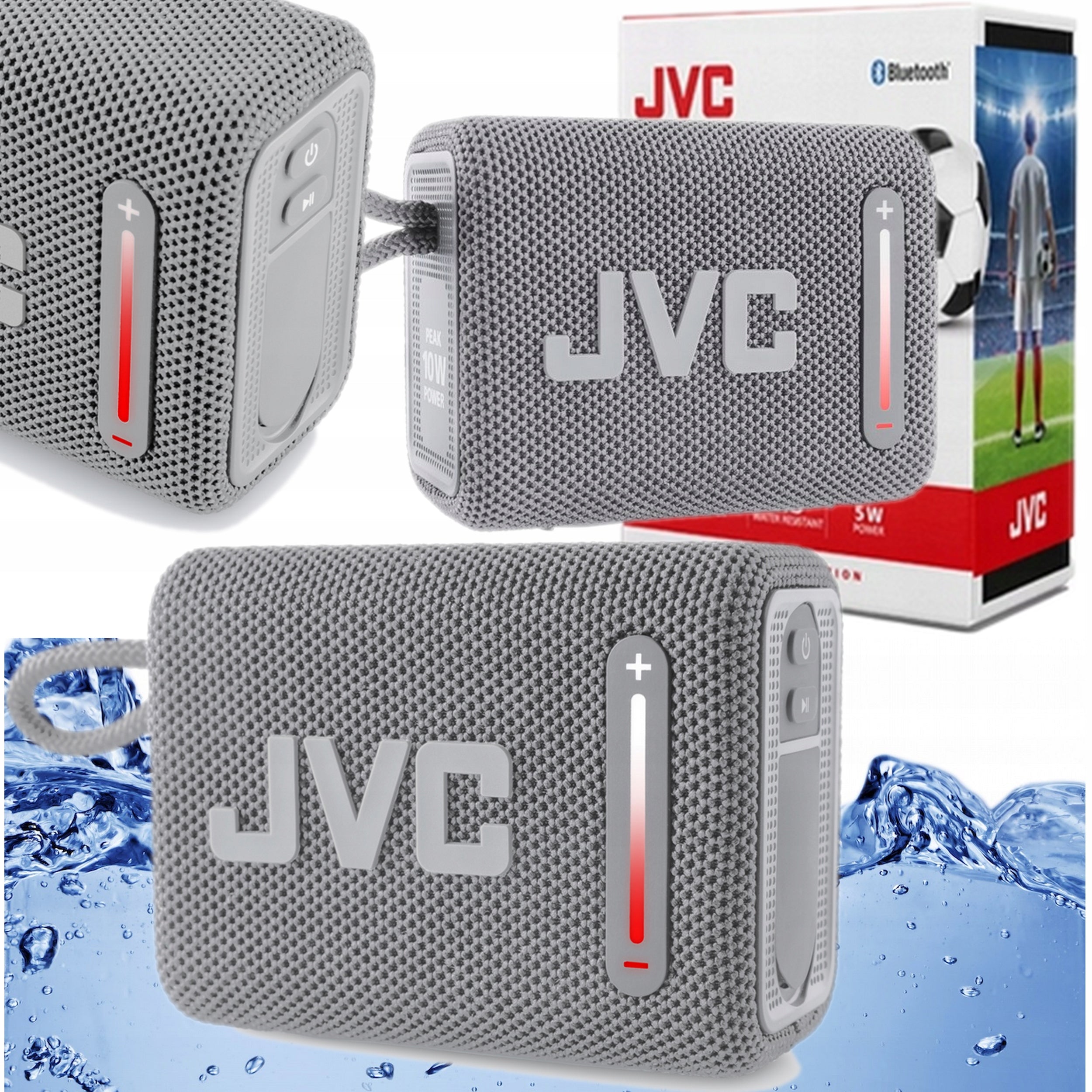 2X WATERPROOF PORTABLE SPEAKER JVC XS-E114G 5W BT Bluetooth MOBILE BT SZ Brand JVC