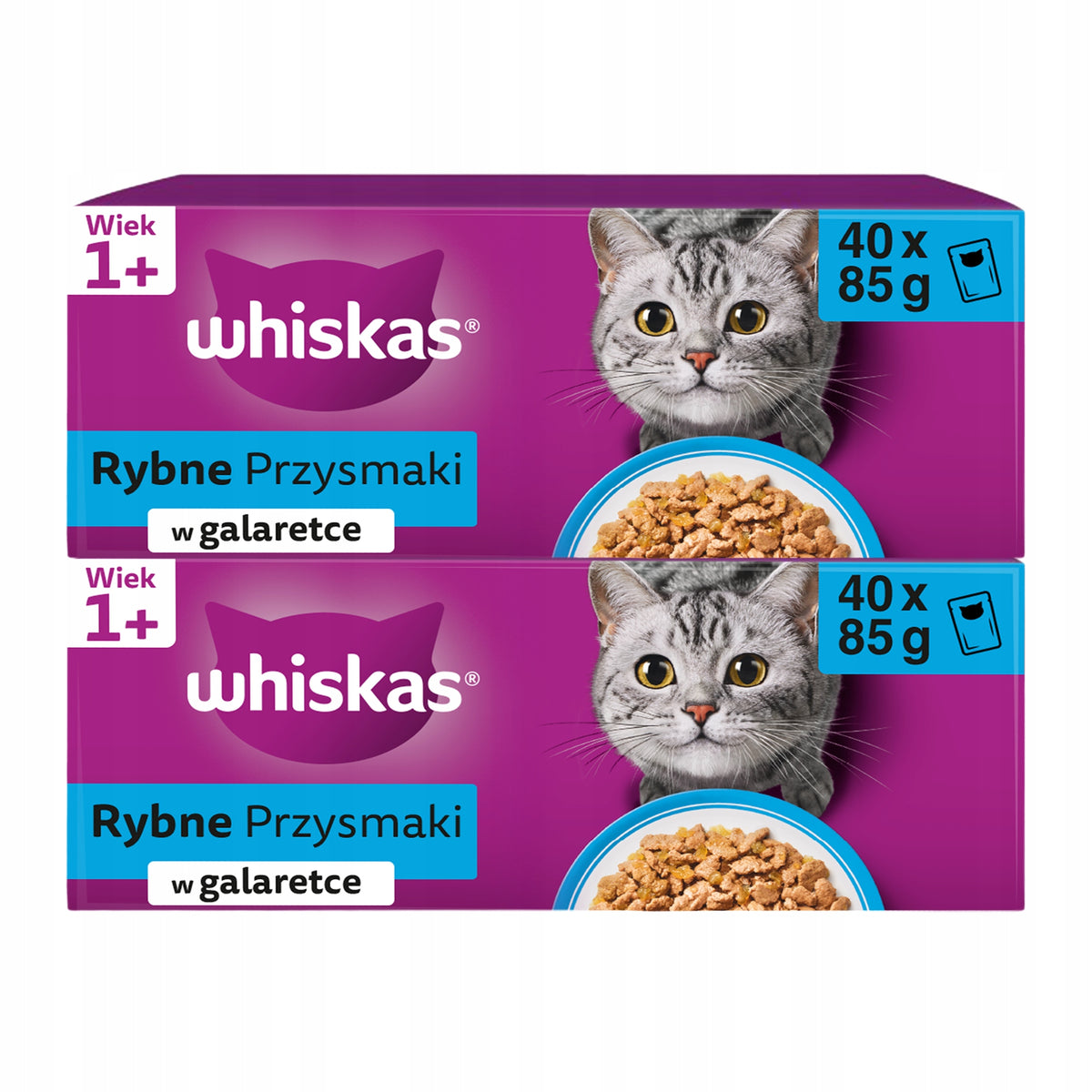 2X WET CAT FOOD WHISKAS FISH TREATS IN JELLY - 40X85G