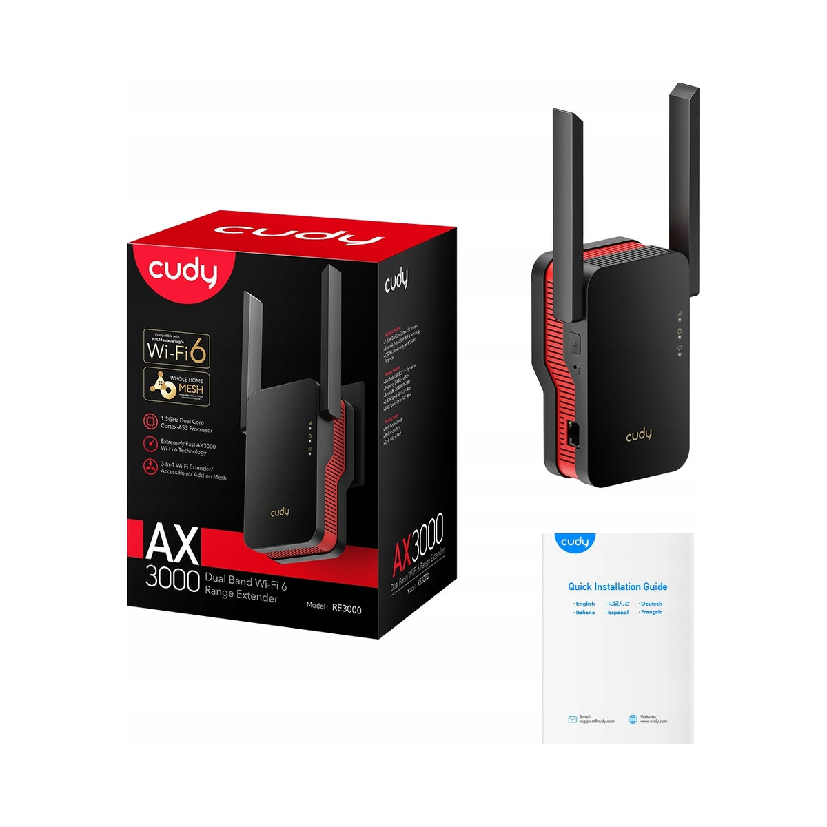 2X WI-FI-6 Signal Range Amplifier Cudy RE3000 MESH AX3000 OFDM Repeater