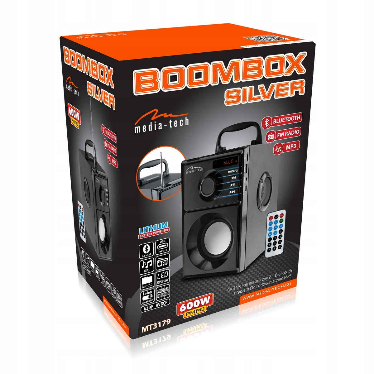 2X WIRELESS BLUETOOTH SPEAKER RADIO BOOMBOX BT Model BOOMBOX MT3179
