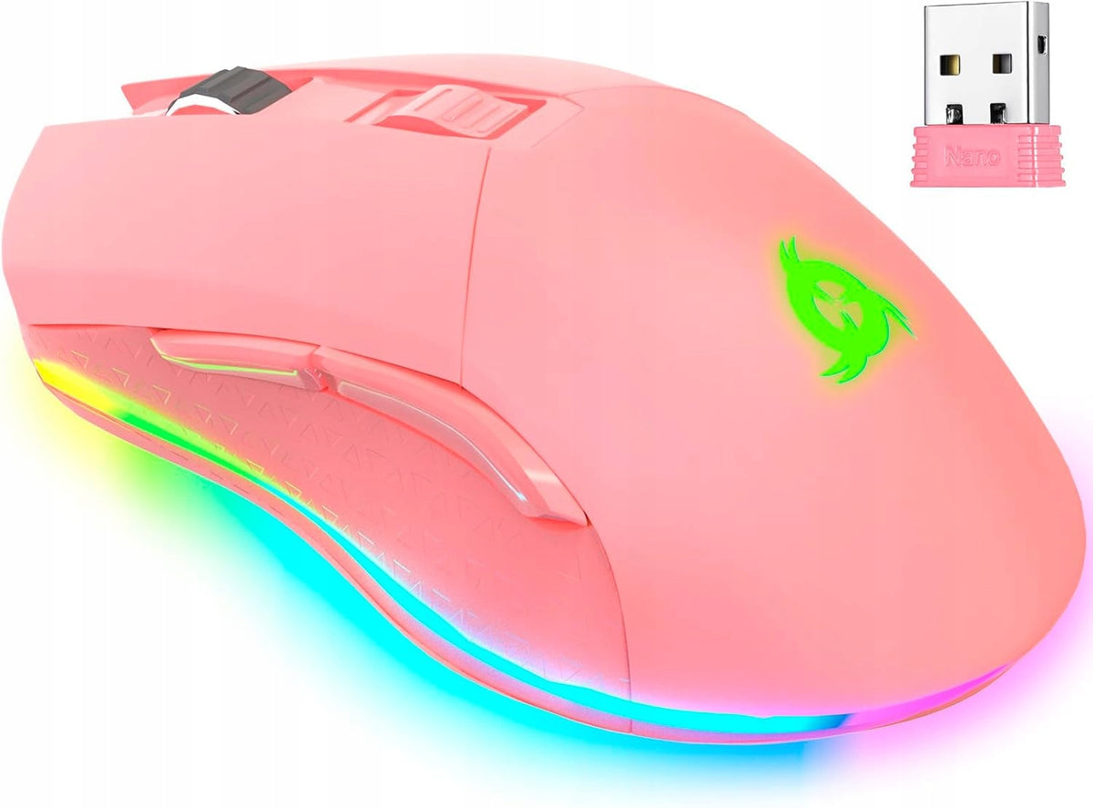 2X WIRELESS GAMING MOUSE RGB 10000 DPI PINK
