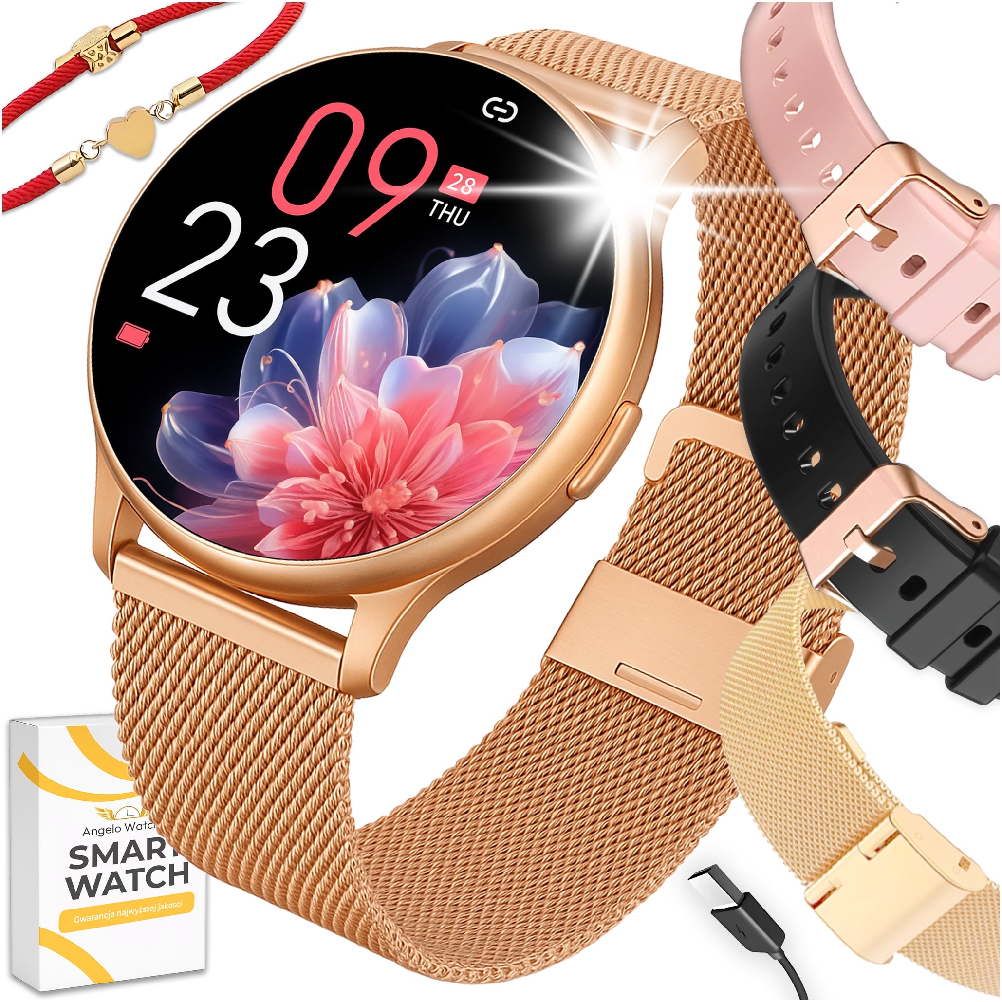 2X WOMEN'S SMARTWATCH WATCH WATERPROOF PULSE TALK MENU POLISH + FREEBIE Brand Angelo Watches