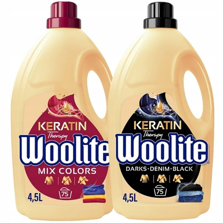 2X WOOLITE SET MIX WASHING LIQUID WITH KERATIN FOR COLOUR AND BLACK 2X 4,5L