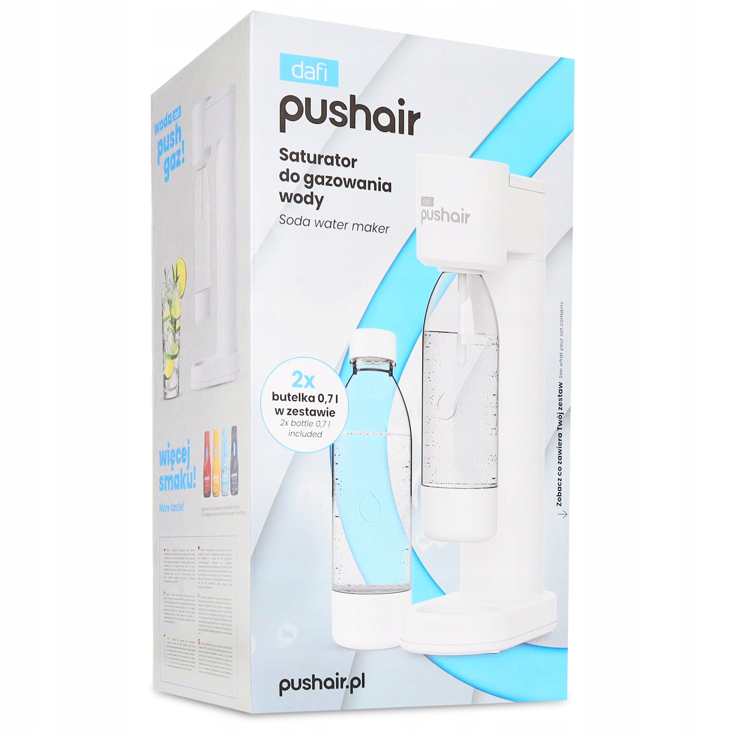 2X Water Saturator Dafi Siphon White + CO2 Cartridge + 2x Bottle 0,7 Pushair Brand Dafi