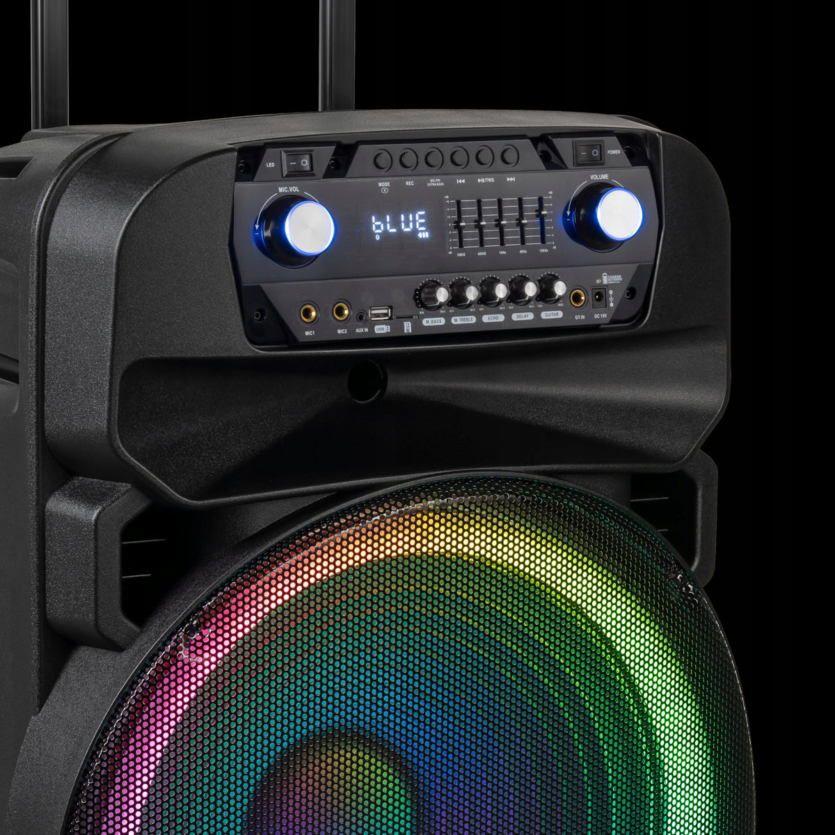 2X Wireless Column Speaker 2x UHF SD Microphone Bluetooth FM USB LED 60 Brand Kruger&Matz
