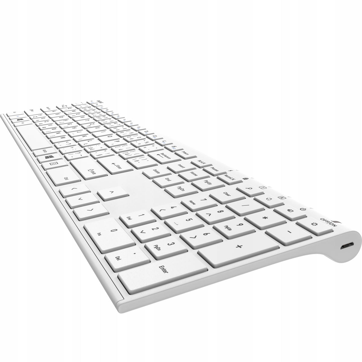 2X Wireless Keyboard YENKEE SLIM LP Rechargeable Aluminum White Keyboard layout ARABIC (qwerty)