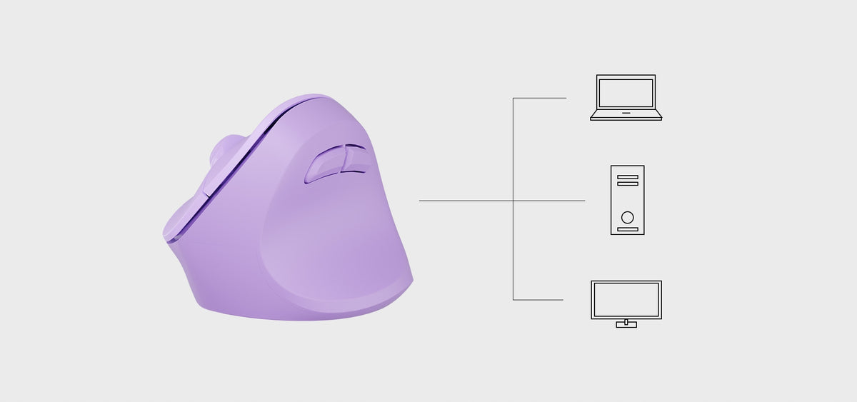 2X Wireless Vertical Mouse NATEC Crake 2 Pure Lavender / BT 5.2 + 2.4 Model Crake 2