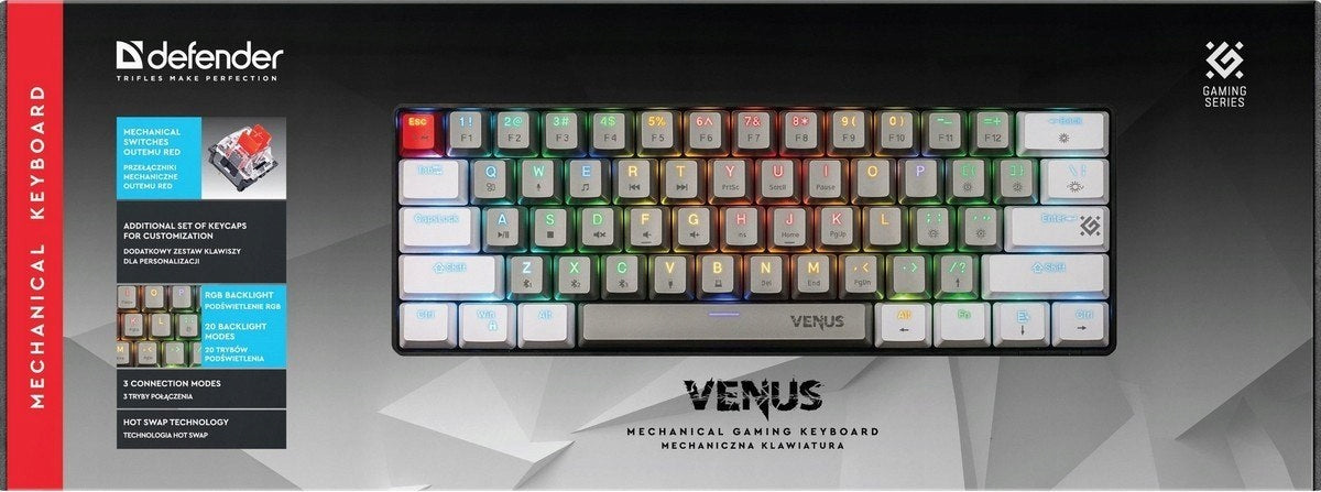 2X Wireless keyboard Defender VENUS GK-415 mechanical bluetooth + 2 Keyboard layout PL (qwerty)