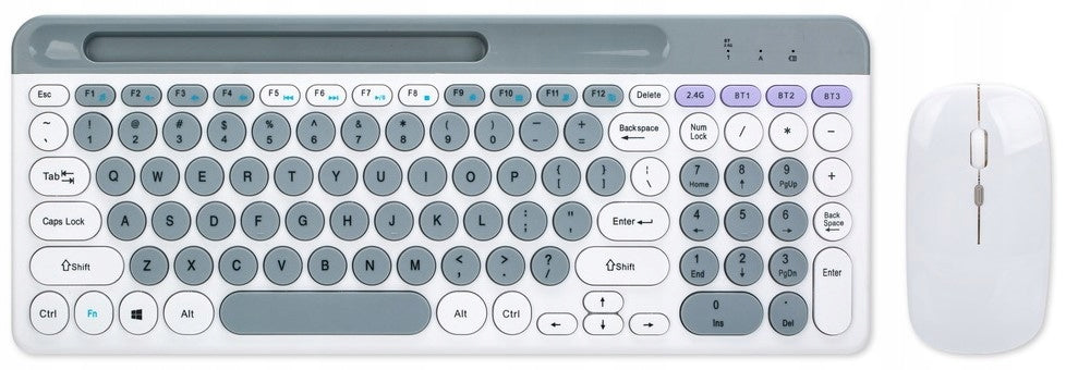 2X Wireless keyboard and mouse (806) WiFi + Bluetooth 3 devices white