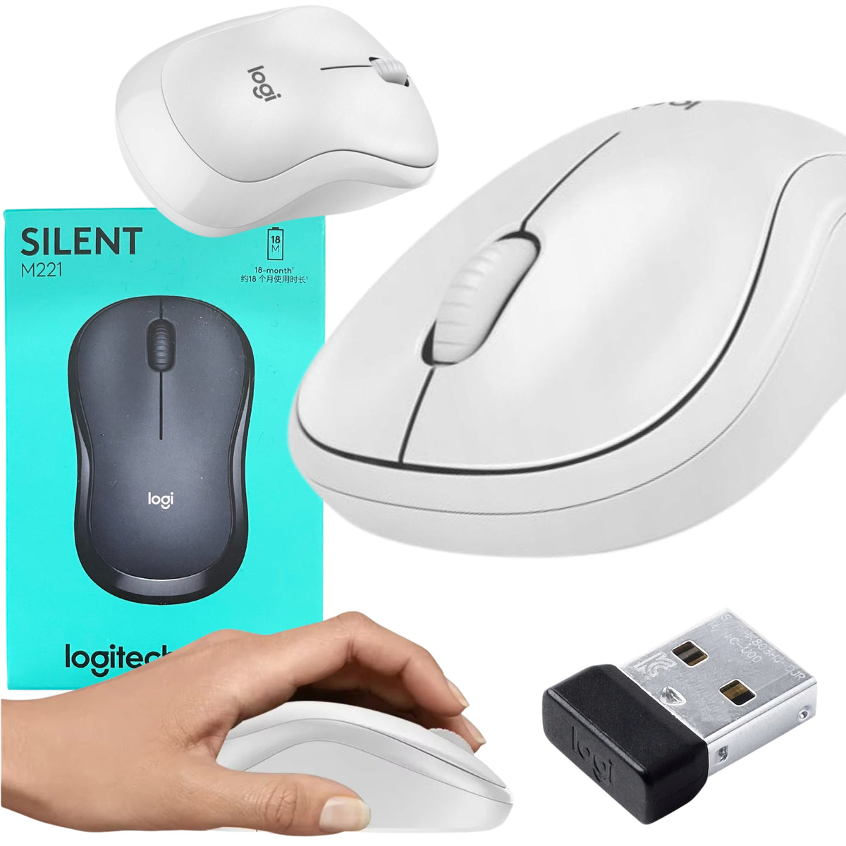 2X Wireless mouse Logitech M221 Silent white Manufacturer Logitech