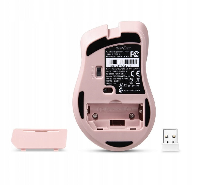 2X Wireless mouse Perixx PERIMICE-621 optical 1600dpi 2.4 GHz, pink Model PERIMICE 621