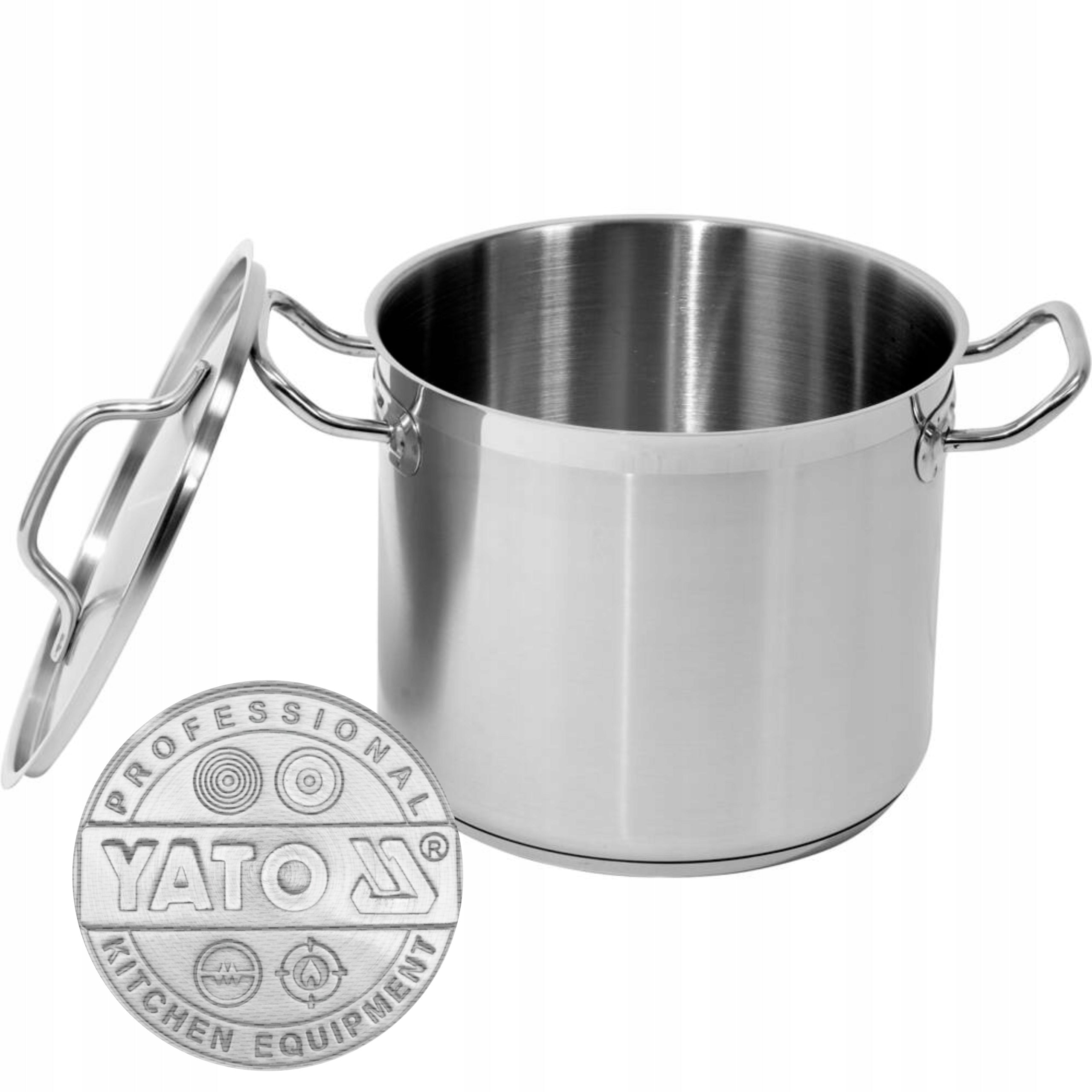 2X YATO POT HIGH INDUCTION GAS STAINLESS STEEL 24X20CM 9L WITH INO COVER