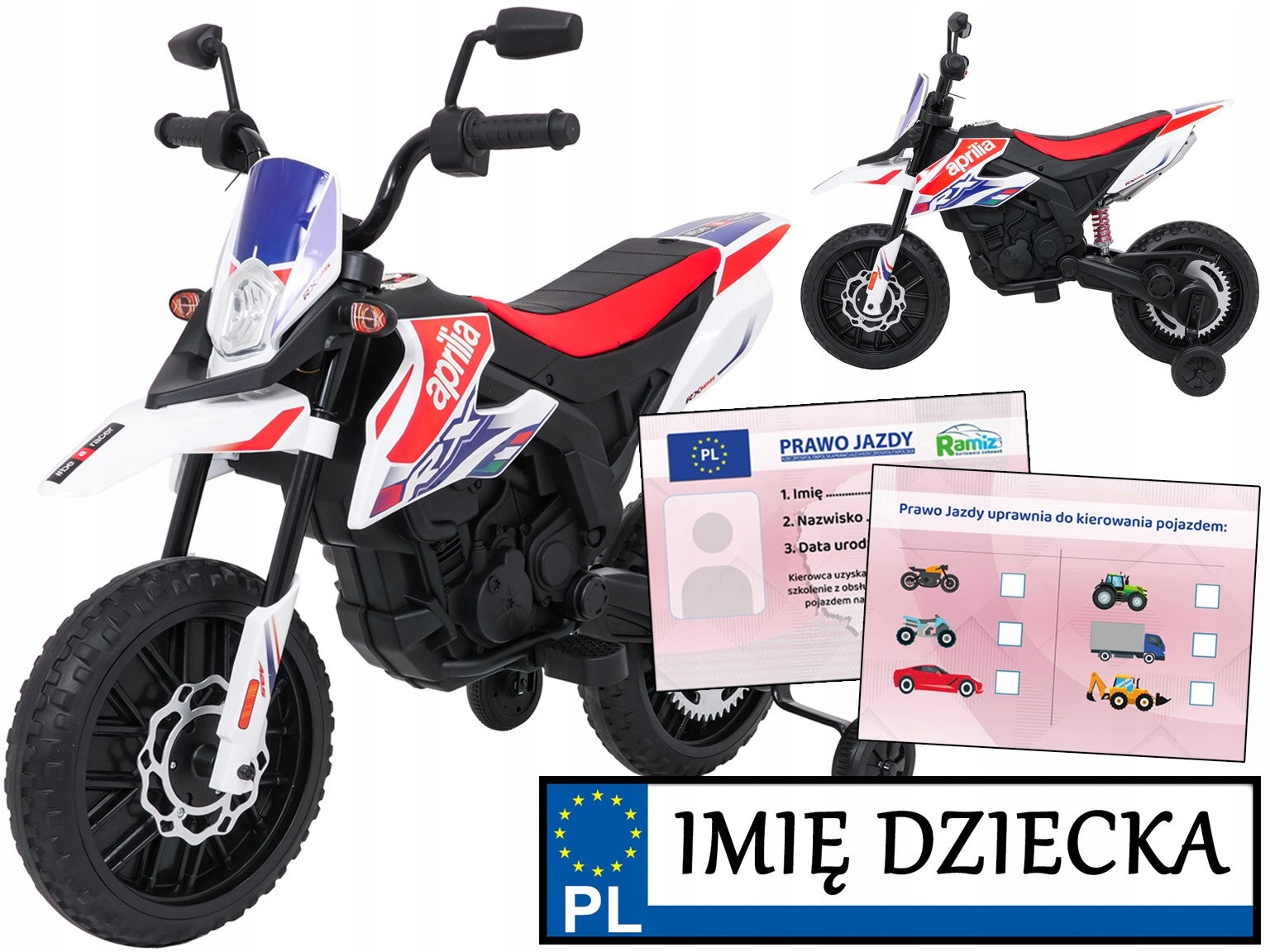 2X children's motor for battery APRILIA RX side wheels REGISTRATION NAMES