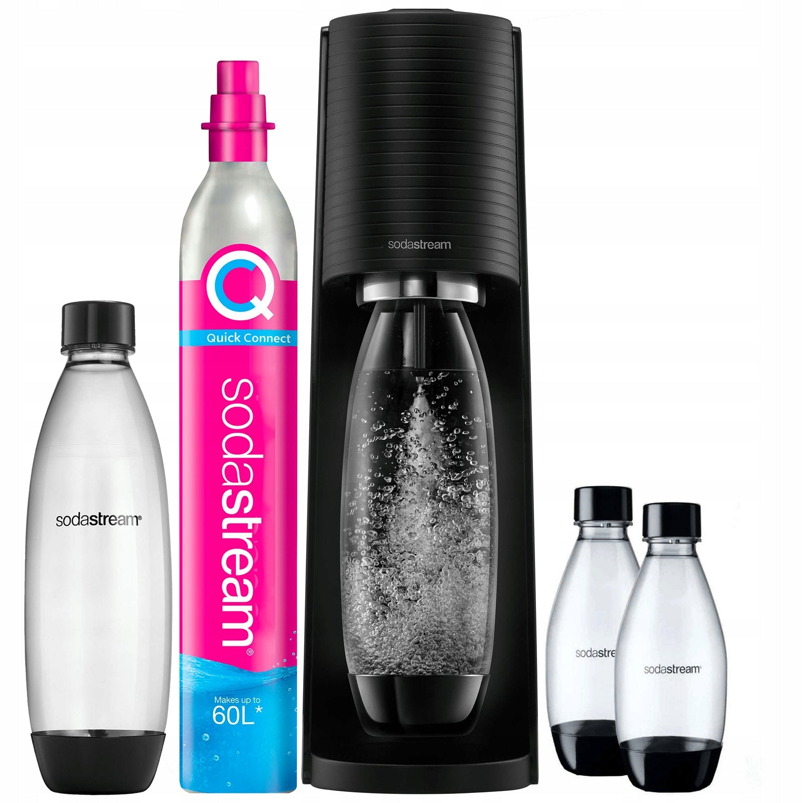 2X saturator Sodastream Terra black 3 bottles(1L + 2x 0,5L) CO2 recipes