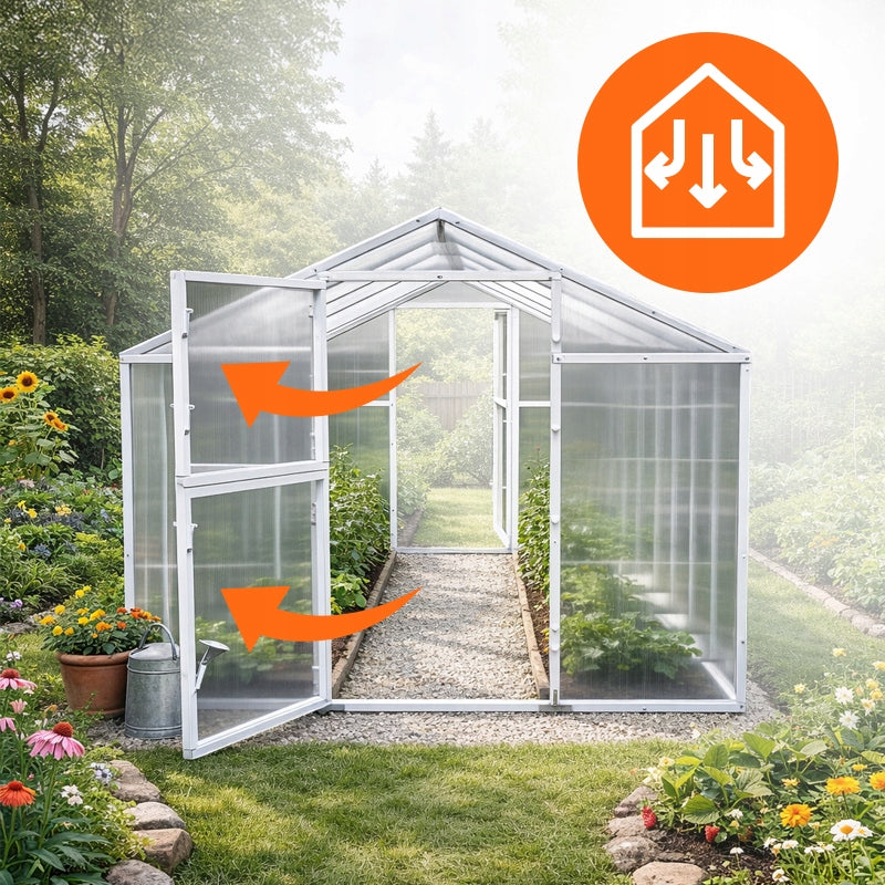 2X4 POLYCARBONATE GREENHOUSE TUNNEL FOR GARDEN POLYCARBONATE STEEL CONSTRUCTION Length 4 m