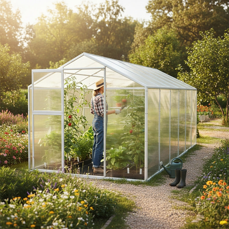2X4 POLYCARBONATE GREENHOUSE TUNNEL FOR GARDEN POLYCARBONATE STEEL CONSTRUCTION Product height 210 cm