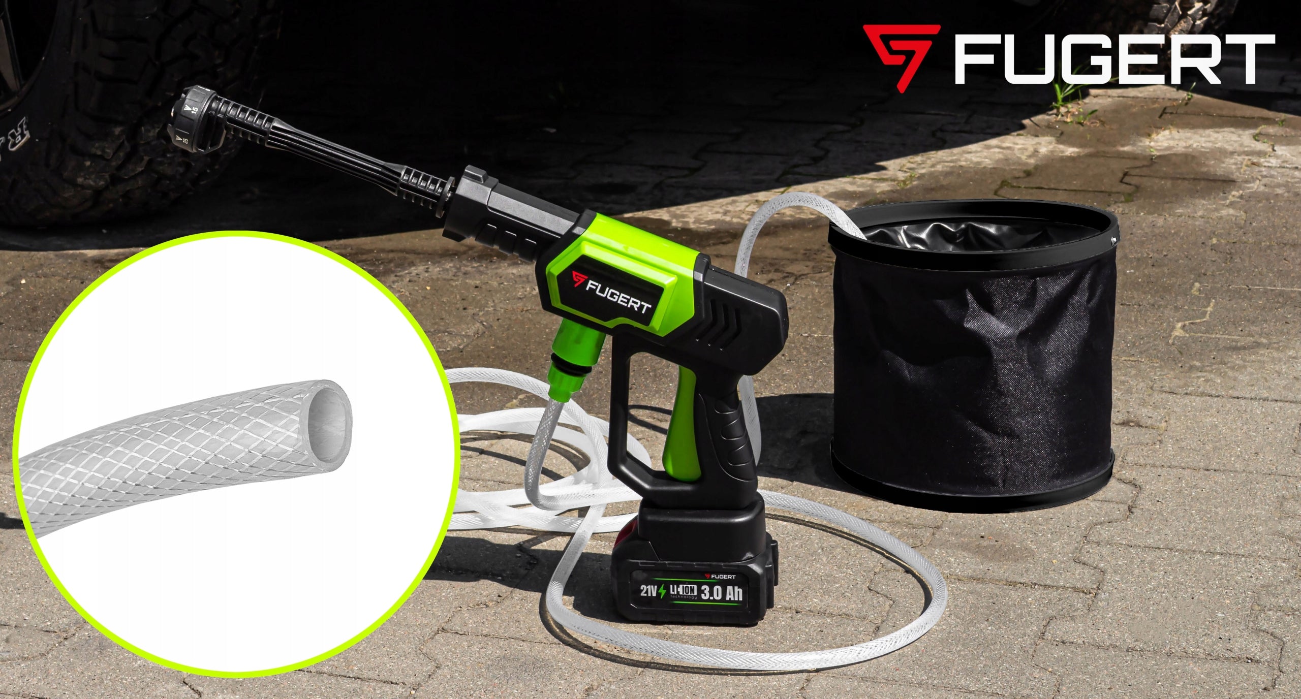 2XAKU 21V MULTI NOZZLE CORDLESS PRESSURE WASHER CASE Brand FUGERT