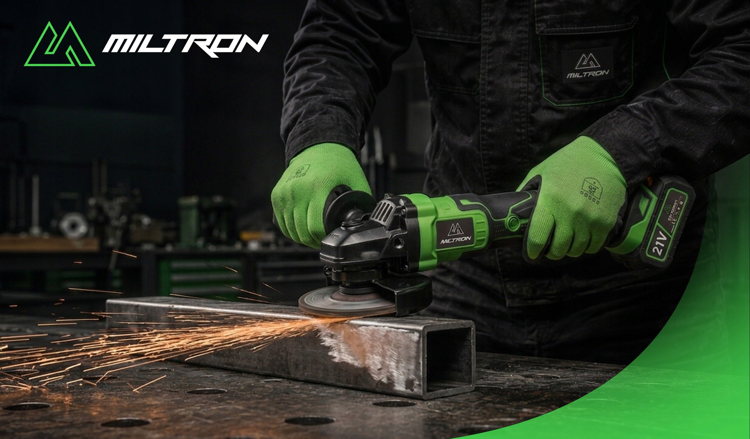 2XAKU 4.0Ah BRUSHLESS CORDLESS ANGLE GRINDER Manufacturer code SZLIFIERKA KĄTOWA MILTRON SPARK