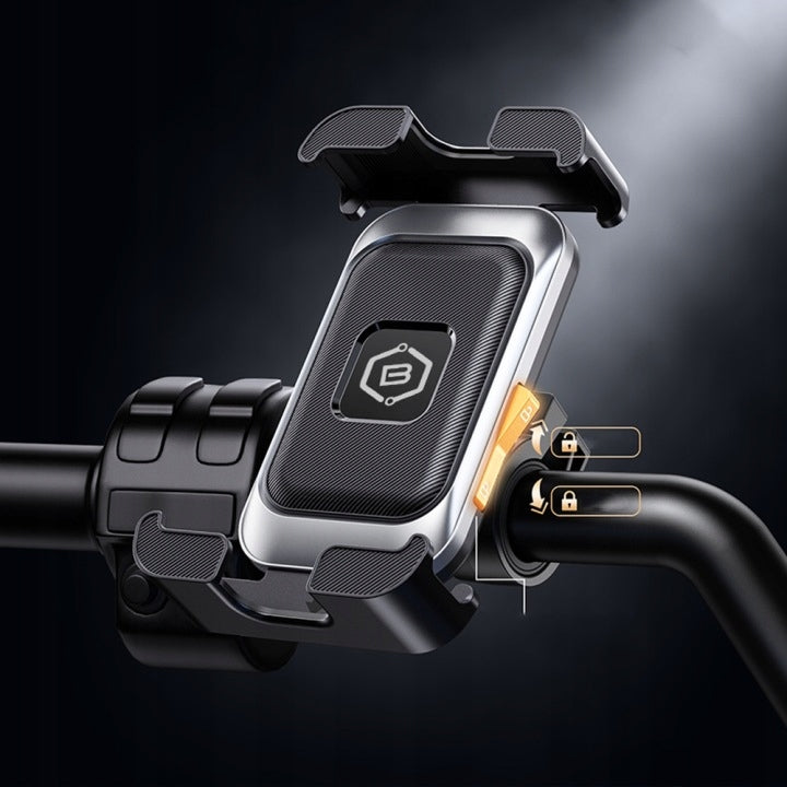 Dviračio ir motorolerio telefono laikiklis, tvirtinamas ant vairo, 360°, su užraktu