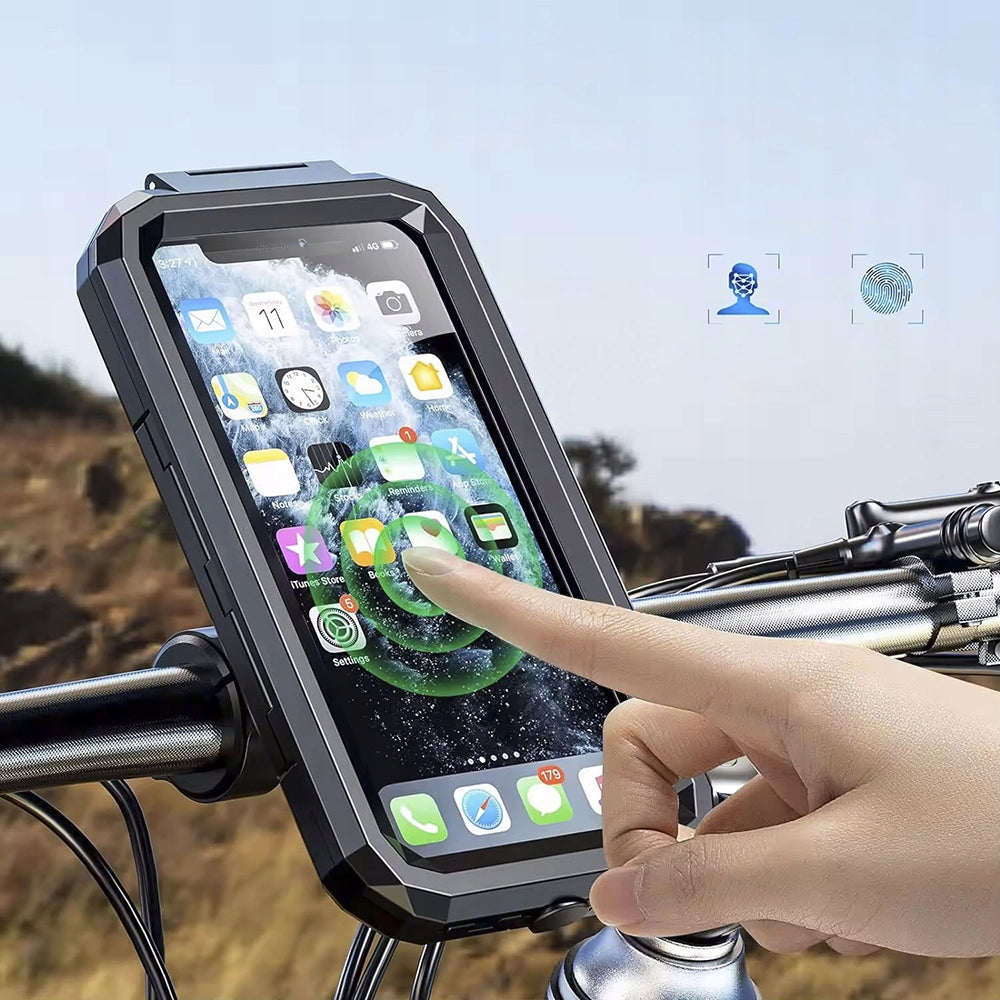 Vandeniui atsparus dviračio ir motociklo telefono laikiklis, 360° pasukamas