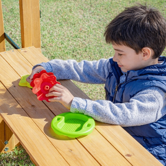 Medinis vaikų laipiojimo rinkinys SQUARE TOYS Funland IV 4in1 su sienele ir skersiniais
