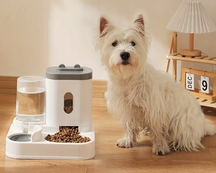 2in1 AUTOMATIC FOOD AND WATER FEEDER DOUBLE CAT DOG BOWL DISPENSER Capacity 1 l