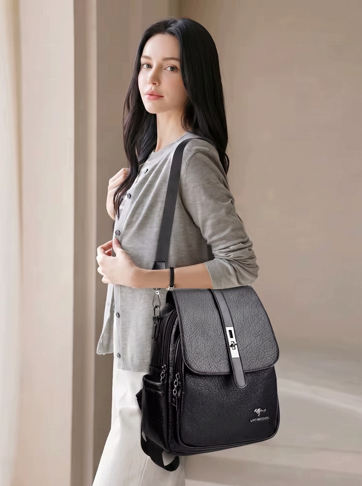 2in1 BACKPACK WOMEN'S BAG CITY black FUNCTIONAL QUALITY Brand no brand