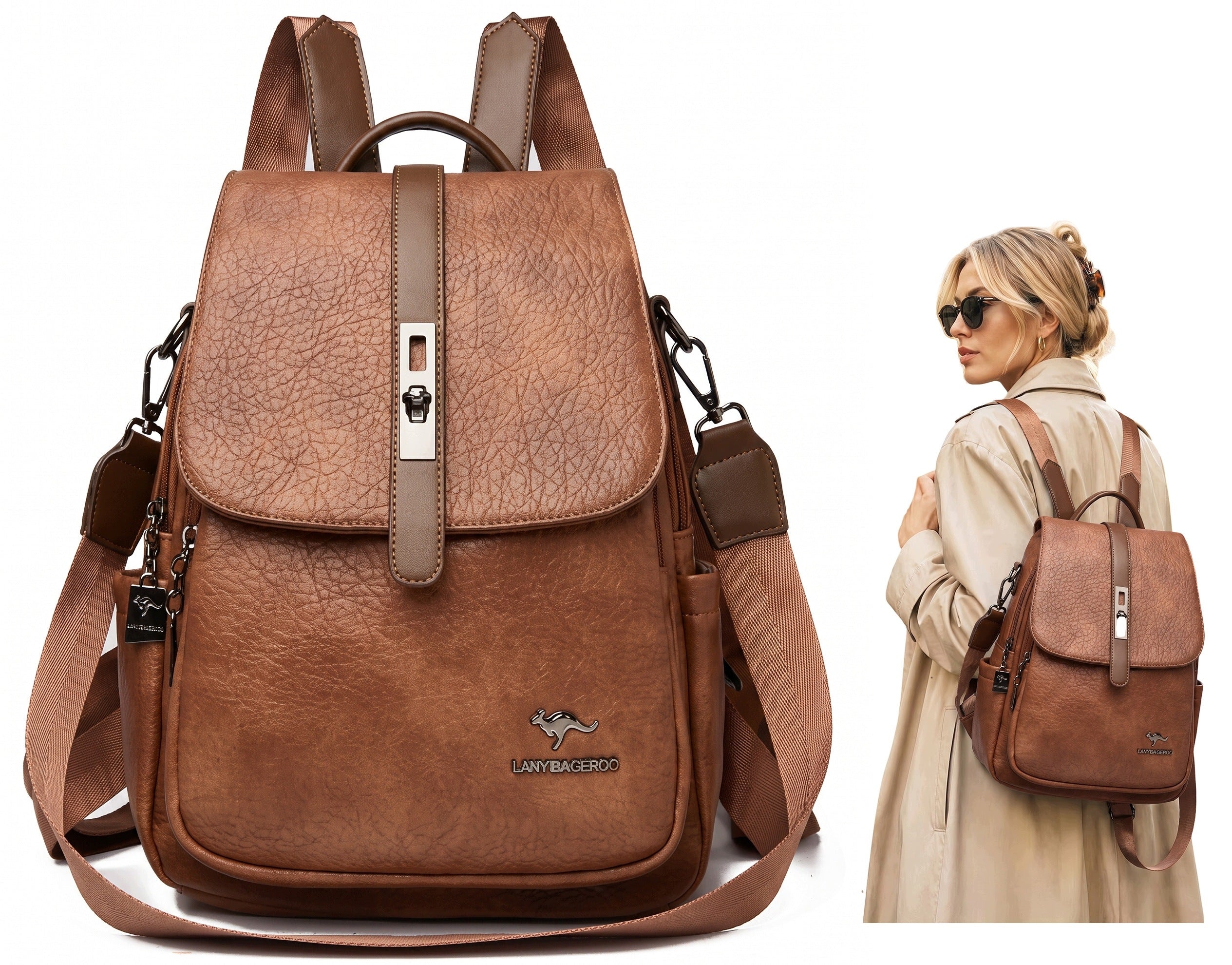 2in1 BACKPACK WOMEN'S BAG URBAN BRONZE FUNCTIONAL QUALITY