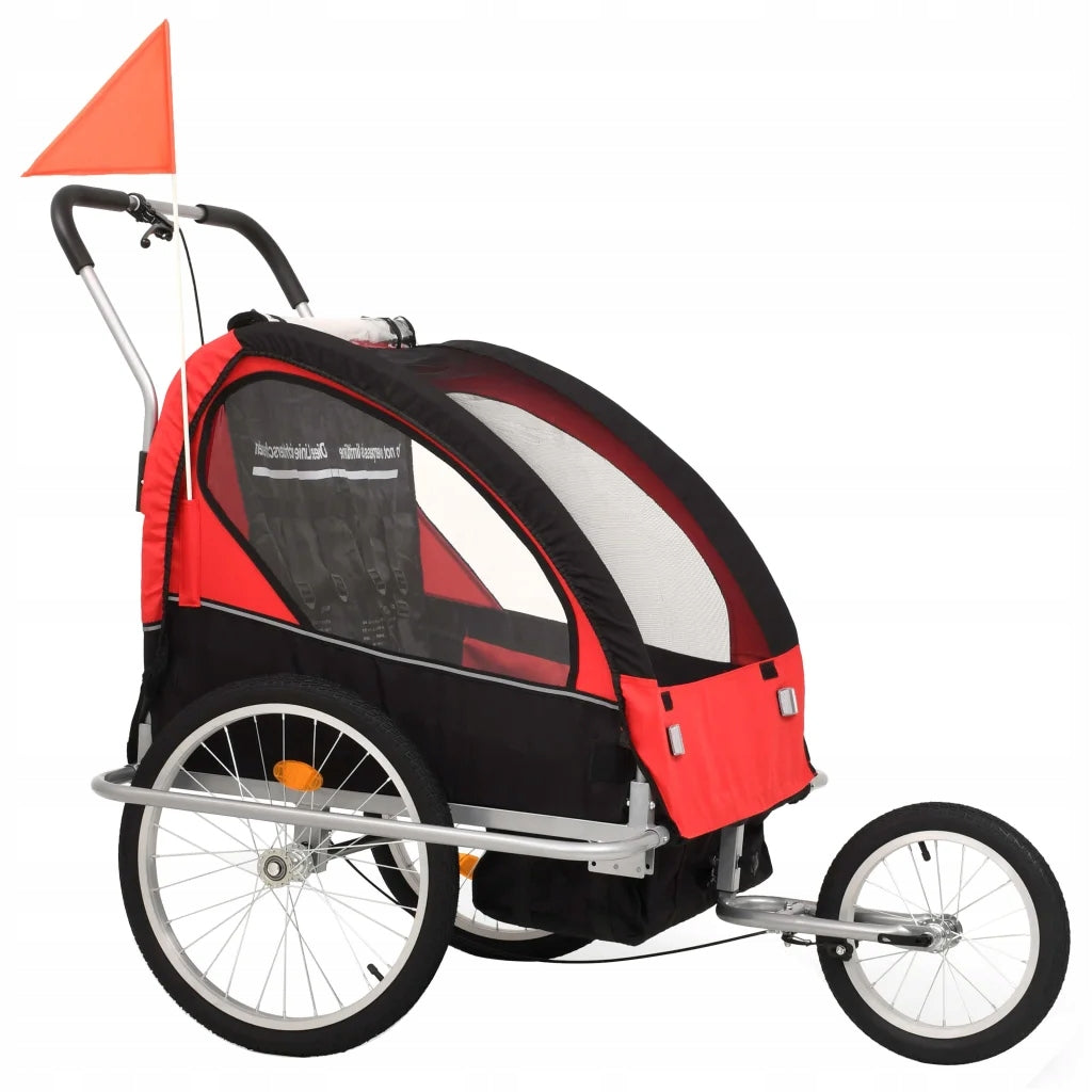 2in1 Bicycle Trailer for Kids - 40kg - Black and Red Brand no brand