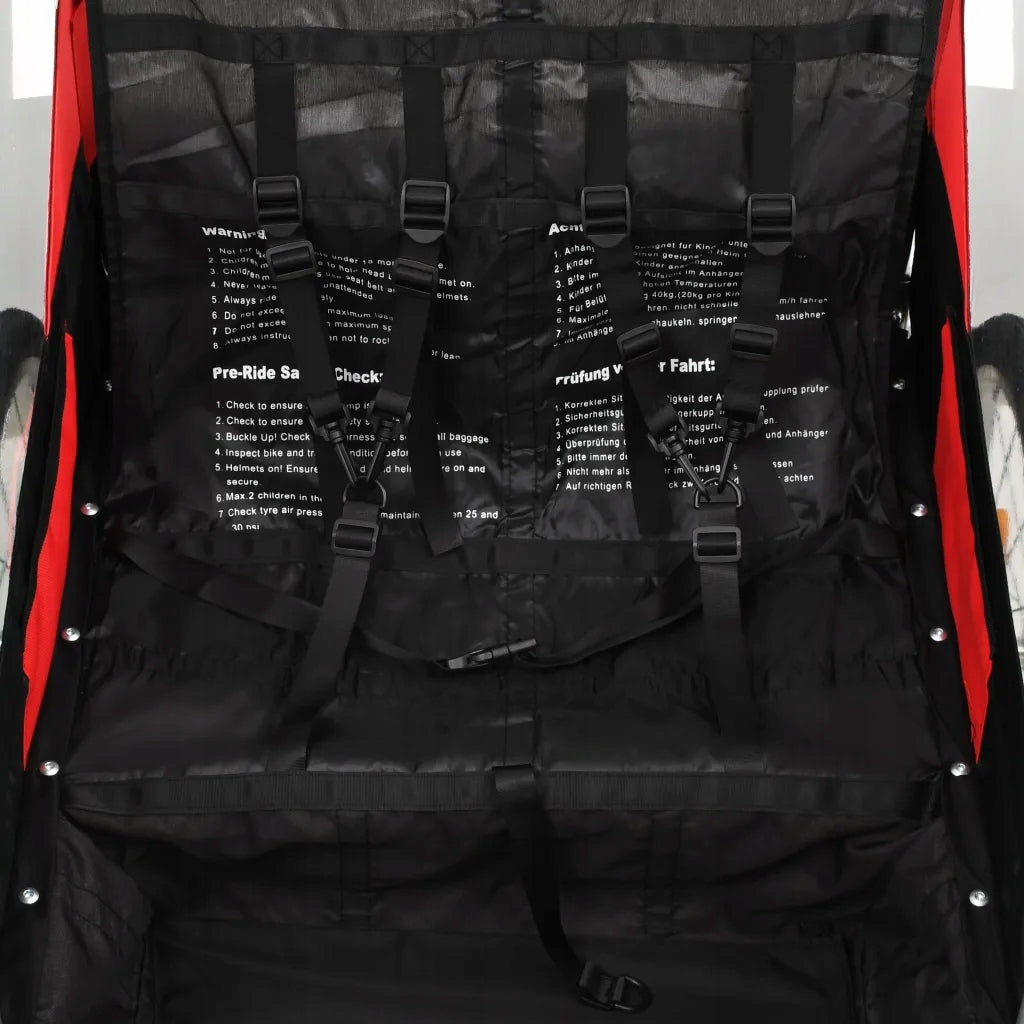 2in1 Bicycle Trailer for Kids - 40kg - Black and Red For for kids