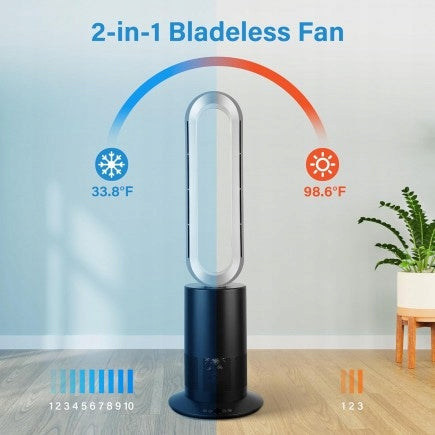2in1 Bladeless Column Fan with Cooling and Heating, Remote Control Fan type table